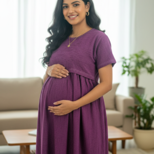 women’s maternity feeding maxi dress | soft cotton pregnancy & nursing nighty for daily wear (copy)