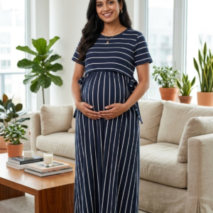 women’s maternity feeding maxi dress | soft cotton pregnancy & nursing nighty for daily wear ( plain violet ) (copy)